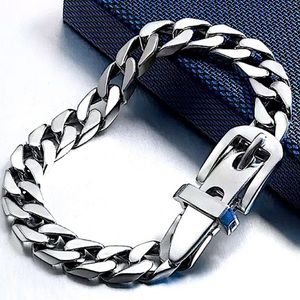 Belt Buckle Sterling Silver Chain Link Bracelet